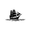 Antique Sailing Ship on Waves Vector Icon Design Royalty Free Stock Photo