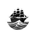 Classic Caravel Sailing Ship Vector Icon Minimal Style Royalty Free Stock Photo