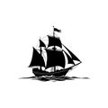Vintage Sailing Ship Silhouette Vector Icon Royalty Free Stock Photo