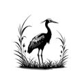 Abstract Crane Bird Minimal Silhouette Vector Icon Royalty Free Stock Photo