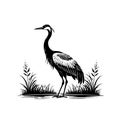 Standing Crane Bird Minimal Vector Logo Icon Royalty Free Stock Photo