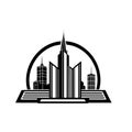 Minimalist Modern Skyscraper Vector Logo Icon Line Art Design Royalty Free Stock Photo