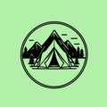 Minimalist Camping Vector Logo Icon Line Art Design Royalty Free Stock Photo