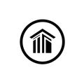 Minimalist Bank Vector Logo Icon Line Art Design Royalty Free Stock Photo