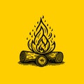 Stylized Campfire Line Art Vector Icon for Branding Royalty Free Stock Photo