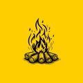 Modern Campfire Vector Logo Icon Clean Line Art Royalty Free Stock Photo