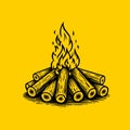 Minimalist Bonfire Vector Logo Icon Line Art Design Royalty Free Stock Photo
