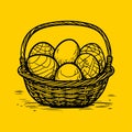 Organic Eggs in Basket Vector Logo Icon Clean Line Art Royalty Free Stock Photo