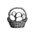 Minimalist Eggs in Basket Vector Logo Icon Line Art Royalty Free Stock Photo