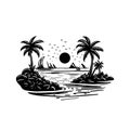 Tropical Island Beach Vector Illustration Royalty Free Stock Photo