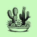 Minimalist Succulent and Cactus Pot Vector Logo Icon Royalty Free Stock Photo