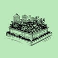 Minimal Rooftop Garden Building Vector Icon Royalty Free Stock Photo