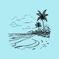 Palm Trees Beach Holiday Minimal Vector Art Royalty Free Stock Photo