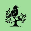 Vector Illustration of Bird on Branch with Leaves for Nature Scene Royalty Free Stock Photo