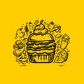 Realistic Hamburger Vector Icon for Menu and Marketing Projects Royalty Free Stock Photo