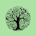 Simple Tree Doodle Vector Illustration for Posters and Prints Royalty Free Stock Photo