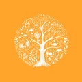 Hand Drawn Tree Doodle Vector Illustration for Nature Design Royalty Free Stock Photo