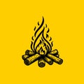 Vector Bonfire Symbol Minimal Black Outline Illustration Royalty Free Stock Photo