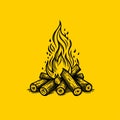 Minimalist Bonfire Line Art Graphic for Logo and Branding Royalty Free Stock Photo