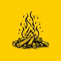 Minimalist Bonfire Line Art Graphic for Logo and Branding Royalty Free Stock Photo