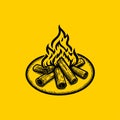 Cozy Camping Bonfire Vector Graphic Minimalist Design Royalty Free Stock Photo