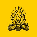 Minimal Bonfire Vector Illustration Simple Line Art Icon Royalty Free Stock Photo