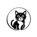 Sitting Cat Vector Icon Minimal Line Art Design for Logo Royalty Free Stock Photo