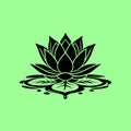 Black and White Lotus Flower Vector Illustration with Reflective Water Royalty Free Stock Photo