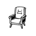 Modern Single Sofa Vector Monochrome Illustration Royalty Free Stock Photo