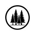 Mountain Pine Forest Emblem Black And White Royalty Free Stock Photo