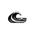 Ocean Wave Icon Minimal Monochrome Design Royalty Free Stock Photo