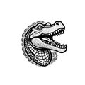 Minimal Black And White Alligator Head Vector Illustration Royalty Free Stock Photo