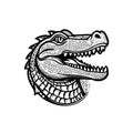 Crocodile Head Mascot Logo Minimal Line Art Style Royalty Free Stock Photo