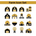 Minimal Monochrome Farm Vector Graphic Collection Royalty Free Stock Photo