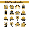 Farm Icon Set Vector Black And White Minimal Illustration Royalty Free Stock Photo