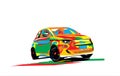 Colorful Fiat 500 drawing .eps Royalty Free Stock Photo