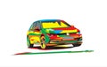 Colorful Volkswagen Golf Mk 8 drawing