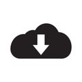 eps10 black vector download or cloud solid icon Royalty Free Stock Photo