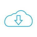 eps10 blue vector download or cloud line icon Royalty Free Stock Photo