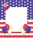 4th of July Happy Independence Day Greeting Card Flat Illustration Background Isolated on Star Spangled Banner Royalty Free Stock Photo