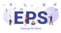 Eps earnings per share concept with big word or text and team people with modern flat style - vector