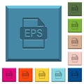 EPS file format engraved icons on edged square buttons Royalty Free Stock Photo
