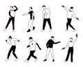 Dancing men or boys silhouette