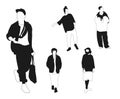 A set of silhouettes of people with different clothing. Royalty Free Stock Photo