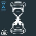 Eps8 highly detailed vector sand-glass illustration. Antique classic hourglass. Retro clock silhouette isolated on dark Royalty Free Stock Photo