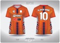 EPS jersey sports shirt vector.Fluttering orange streaks pattern design, illustration, textile background for V-neck sports t-