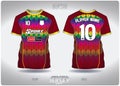 EPS jersey sports shirt vector.rainbow triangle in red frame pattern design, illustration, textile background for round neck