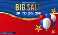 Labor day sale promotion advertising banner template decor with American flag balloons design .American labor day wallpaper.vouche Royalty Free Stock Photo