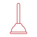 eps10 red vector plunger line icon Royalty Free Stock Photo