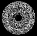 Grayscale random squares in circle formation abstract geometric element. Circle, circular mosaic